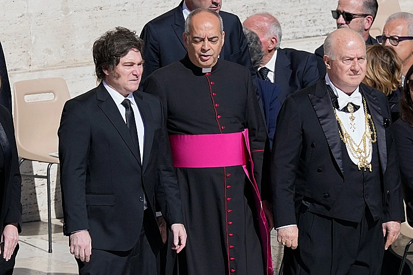 נשיא ארגנטינה חאבייר מיליי בהלוויה אפיפיור פרנציסקוס