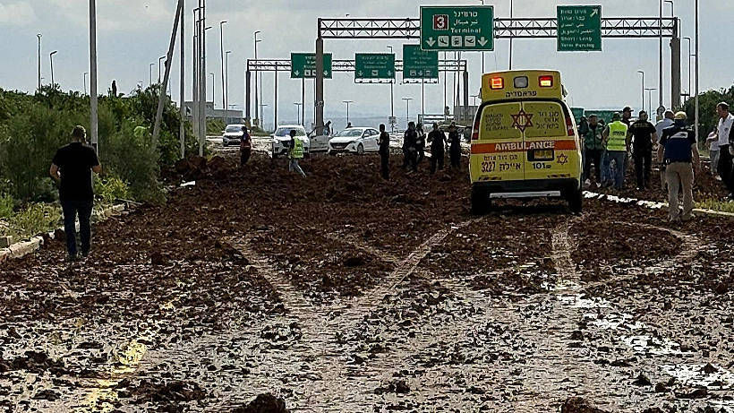 נפילת הטיל החות'י באזור נתב"ג