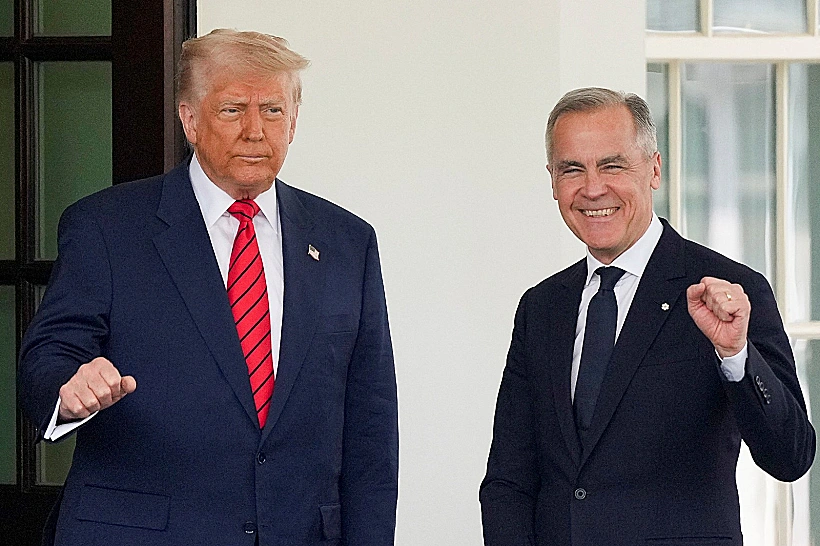 נשיא ארה"ב דונלד טראמפ ור"מ קנדה מארק קרני בבית הלבן