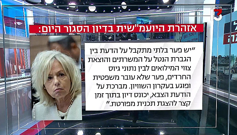 אזהרת היועמ"שית בנושא הגיוס