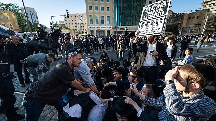הפגנת חרדים נגד גיוס בירושלים