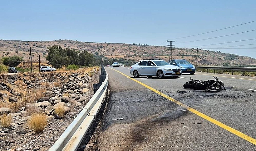 זירת התאונה בכביש 92 סמוך לצומת מעלה גמלא שמצפון לכנרת