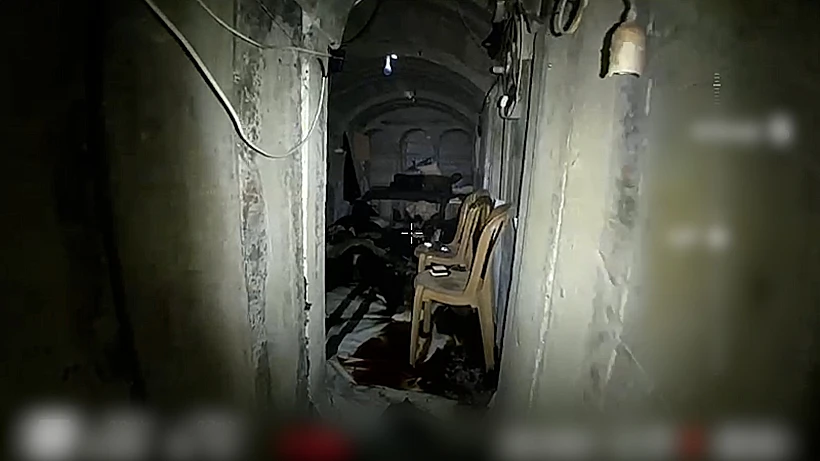 תיעוד רחפן מתוך המנהרה בבית החולים האירופאי בעזה