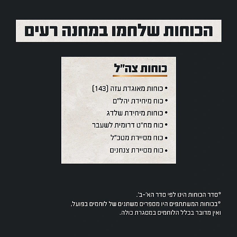 תחקיר הקרב באוגדת עזה מחנה רעים, הכוחות הלוחמים