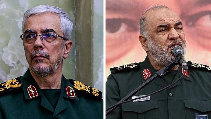 מפקד משמרות המהפכה חוסיין סלאמי, הרמטכ"ל האיראני מוחמד באקרי