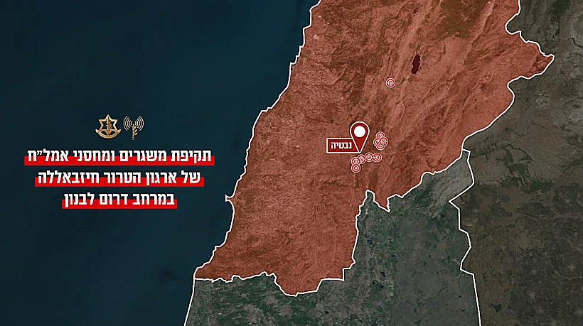 מפת התקיפות בדרום לבנון