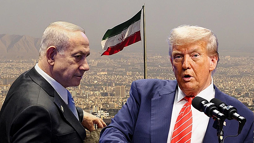 דונלד טראמפ ובנימין נתניהו ברקע הרפובליקה האיסלאמית