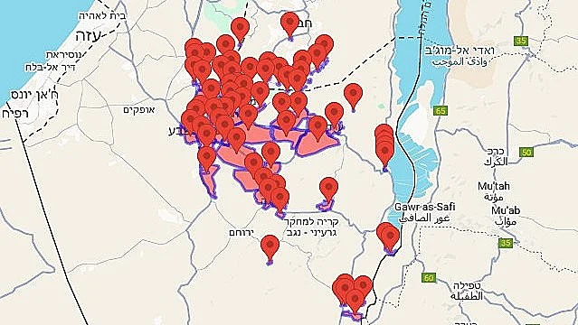 מפת האזעקות מהטיל מתימן