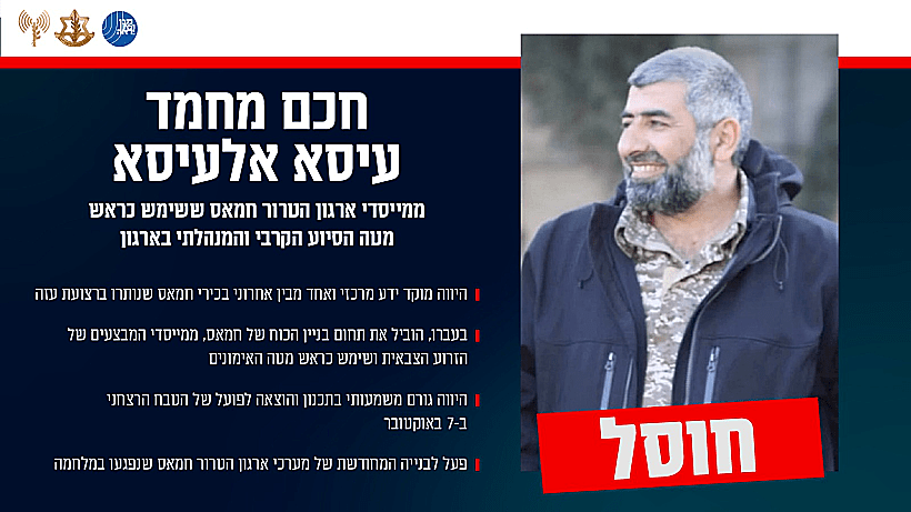 המחבל חכם מחמד עיסא אלעיסא, בכיר חמאס שחוסל בעזה