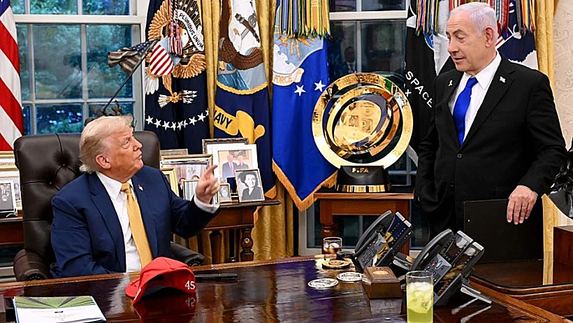 טראמפ ונתניהו בחדר הסגלגל