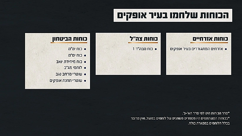 תחקיר הקרב באופקים, הכוחות הלוחמים