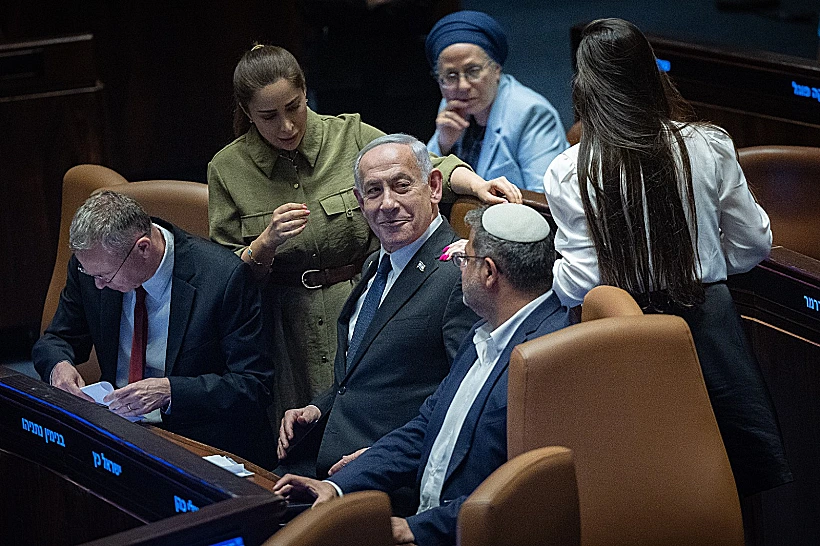 רה"מ נתניהו עם השרים איתמר בן גביר, יריב לוין מאי גולן