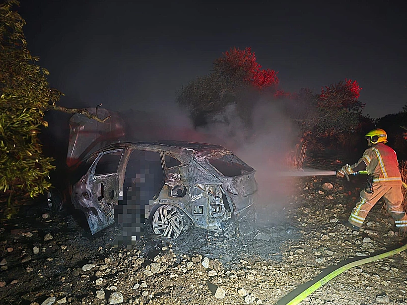 הרכב שעלה באש ביער חורשים