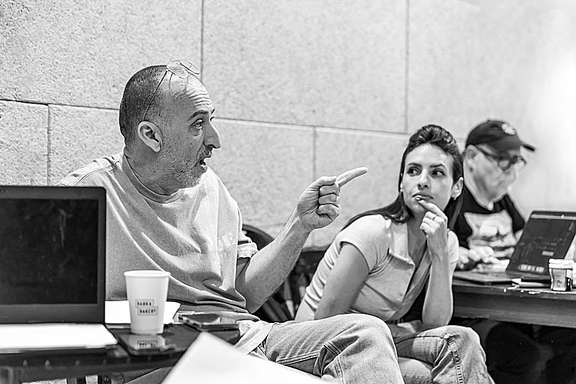 מירי לזר ומשה קפטן בחזרות ל"הסוחר מוונציה"