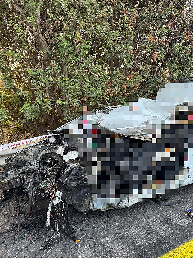 הרכב שנפגע בתאונת הדרכים בכביש 70