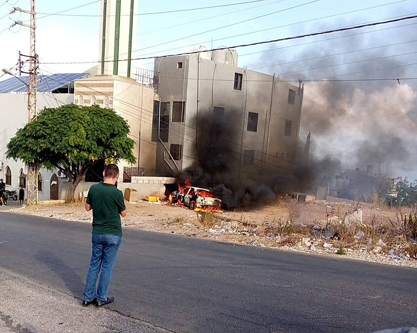הרכב שהותקף מהאוויר באזור הר הלבנון