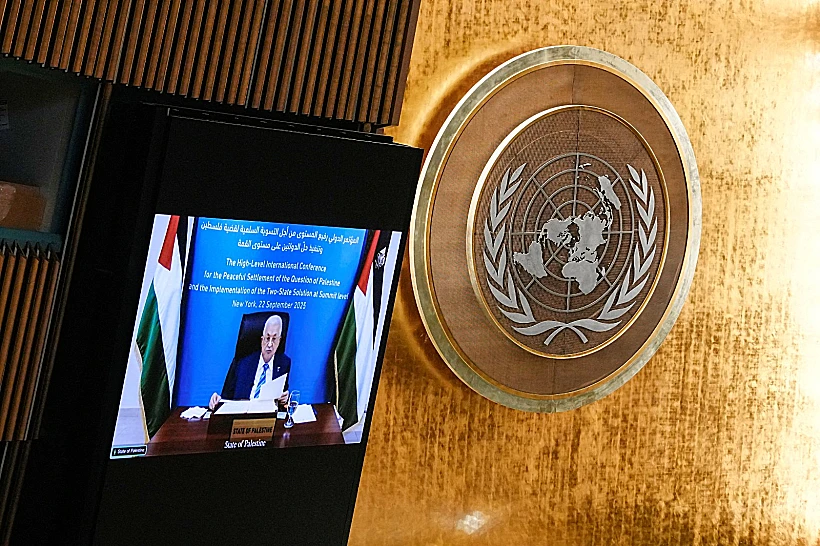 אבו מאזן נואם בווידאו בעצרת האו"ם