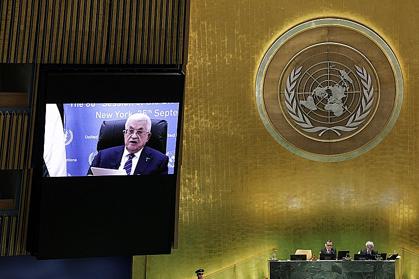 אבו מאזן נואם בווידאו בעצרת האו"ם