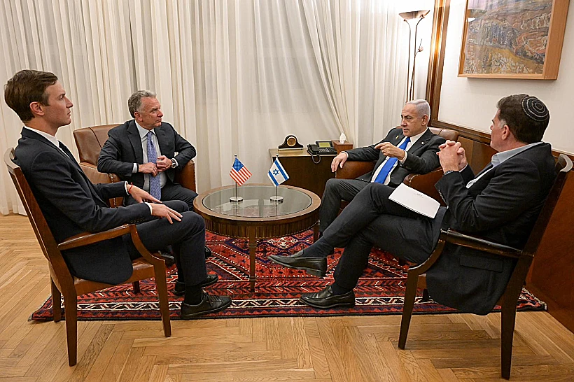 נתניהו ודרמר עם ויטקוף וקושנר