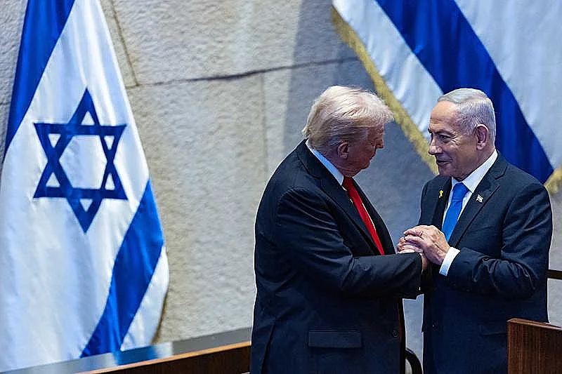 ראש הממשלה בנימין נתניהו ונשיא ארה"ב דונלד טראמפ בכנסת