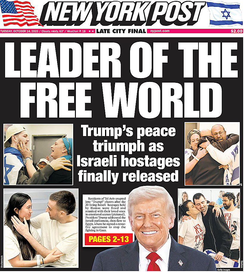 סיקור שובם של החטופים בניו יורק פוסט