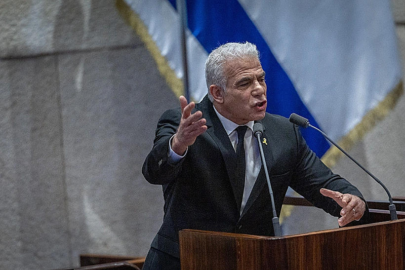 ראש האופוזיציה לפיד נואם בכנסת