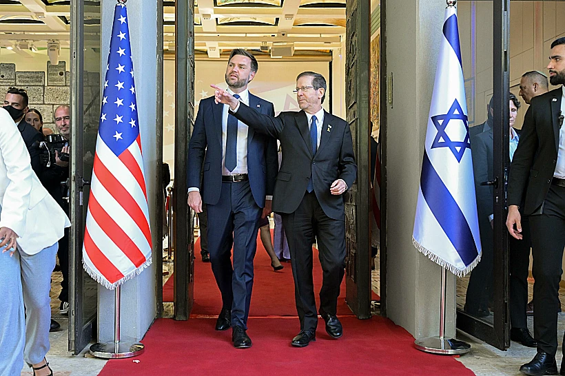 נשיא המדינה יצחק הרצוג עם סגן נשיא ארה"ב ג'יי די ואנס