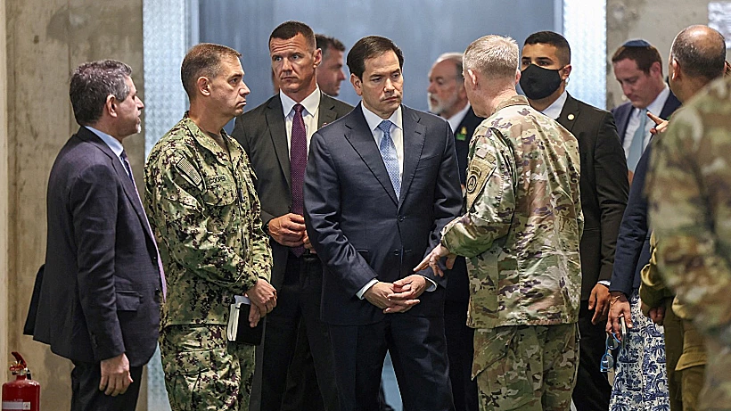 מזכיר המדינה האמריקני מרקו רוביו במרכז התיאום האזרחי-צבאי בקריית גת