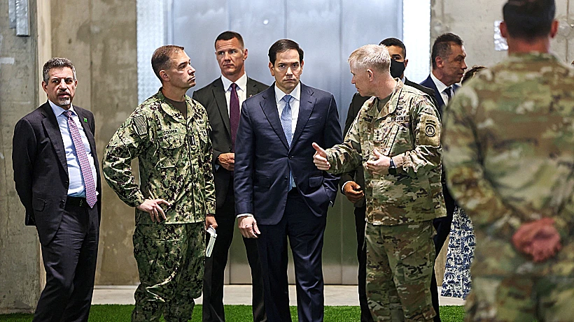 מזכיר המדינה האמריקני מרקו רוביו במרכז התיאום האזרחי-צבאי בקריית גת