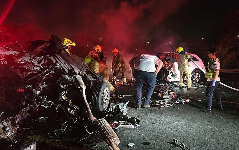 זירת התאונה בכביש 42, מרחב שפלה, אשדוד, צומת בני דרום