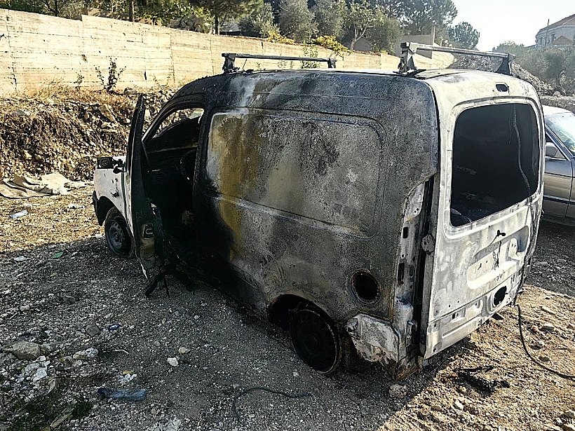הרכב שהותקף מהאוויר בדרום לבנון