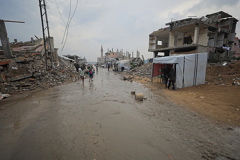 הצפות במחנה הפליטים נוסייראת שבמרכז רצועת עזה