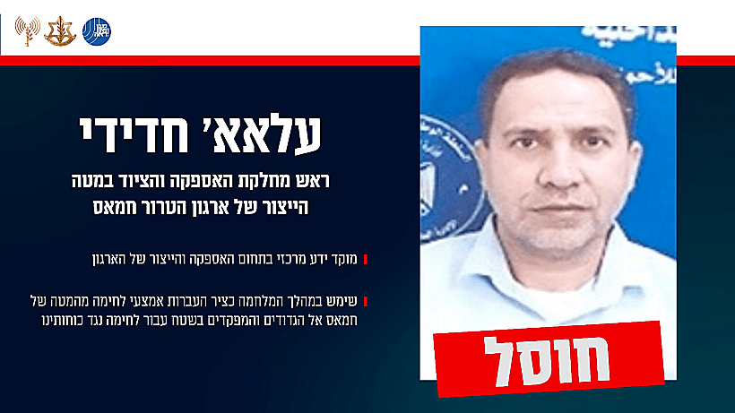 עלאא' חדידי ראש מחלקת אספקה וציוד של חמאס