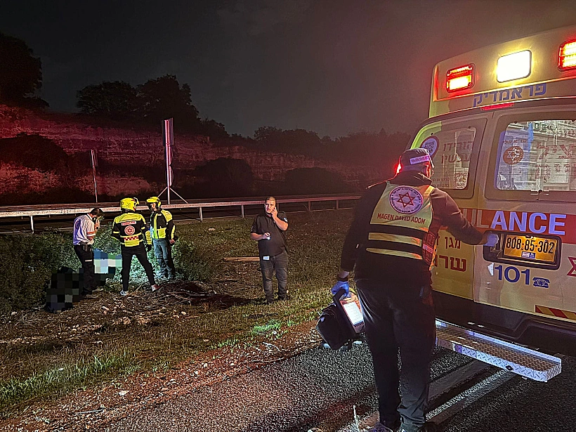 זירת התאונה בכביש 6 סמוך לבנימינה