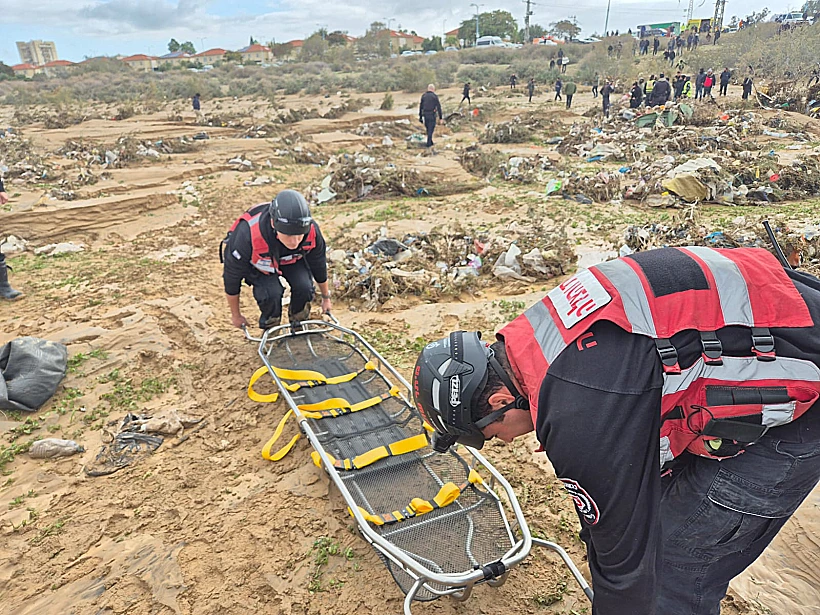 הזירה בה אותר הנעדר שנסחף בנחל מיתר