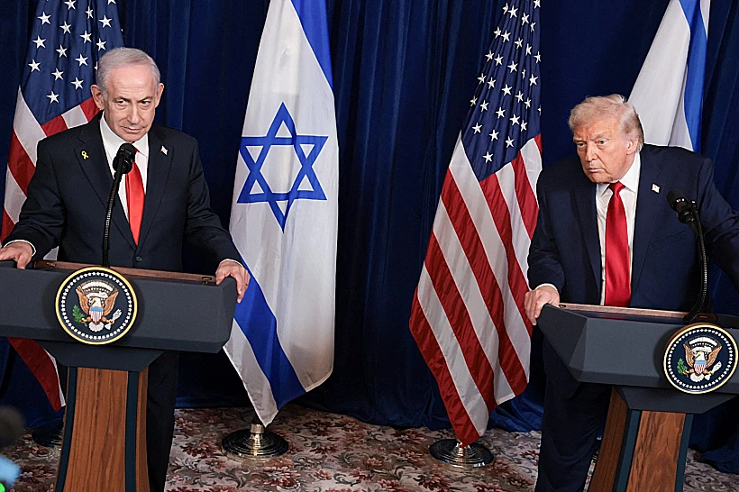 רה"מ נתניהו והנשיא טראמפ במסיבת עיתונאים במאר-א-לאגו