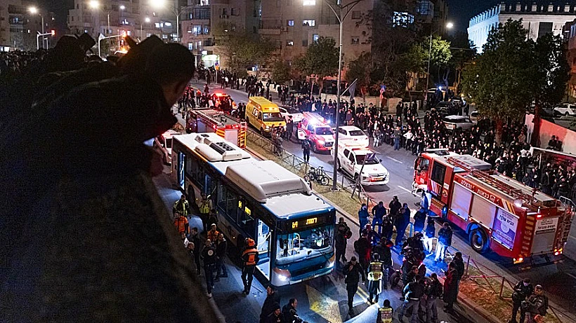 זירת הדריסה בהפגנת החרדים בירושלים