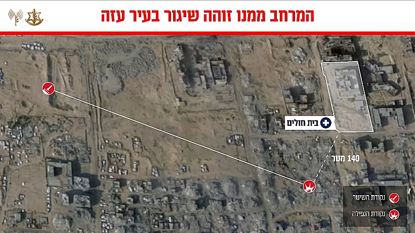 המרחב ממנו זוהה השיגור בעיר עזה