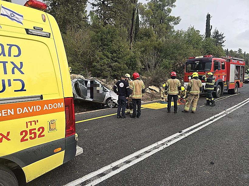 זירת התאונה בכביש 89 סמוך לצומת מירון שבצפון