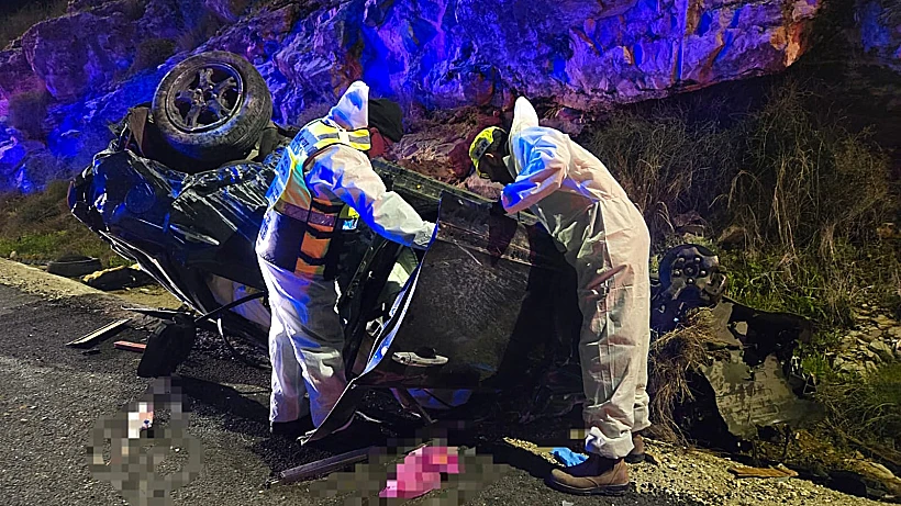 זירת תאונת הדרכים בכביש 557