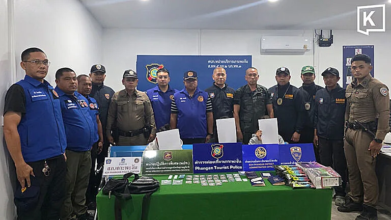 משטרת קופנגן עם הסמים שנתפסו בדירת הישראלים