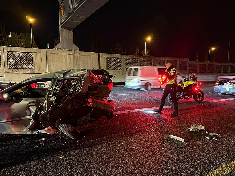 זירת התאונה בנתיבי איילון