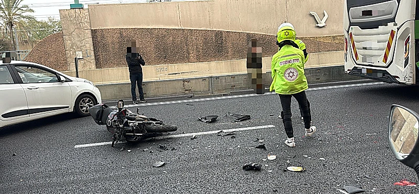 זירת התאונה בנתיבי איילון