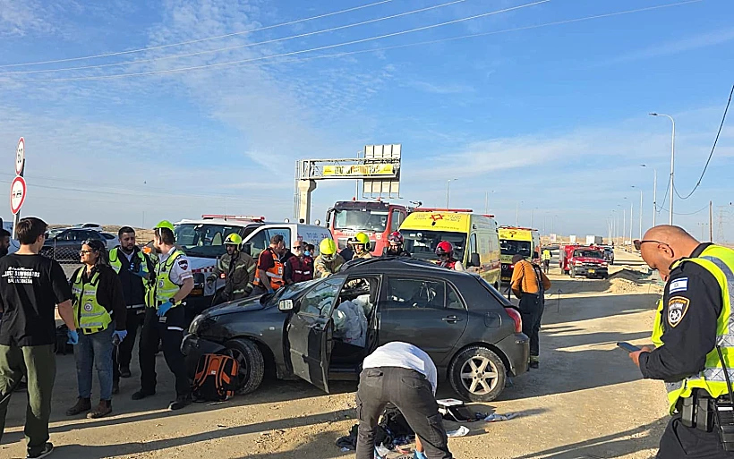 זירת התאונה בצומת טללים בנגב