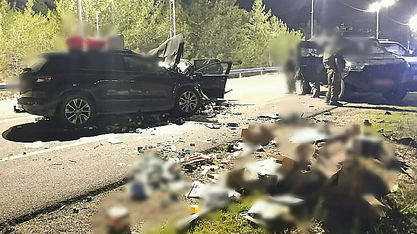 זירת תאונת הדרכים בכביש 60 סמוך לעלי