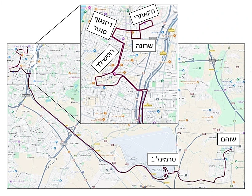 מסלול קו 711 של "נעים סופ"ש"