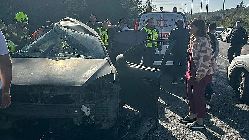 זירת תאונת הדרכים בצומת יובלים שבגליל התחתון