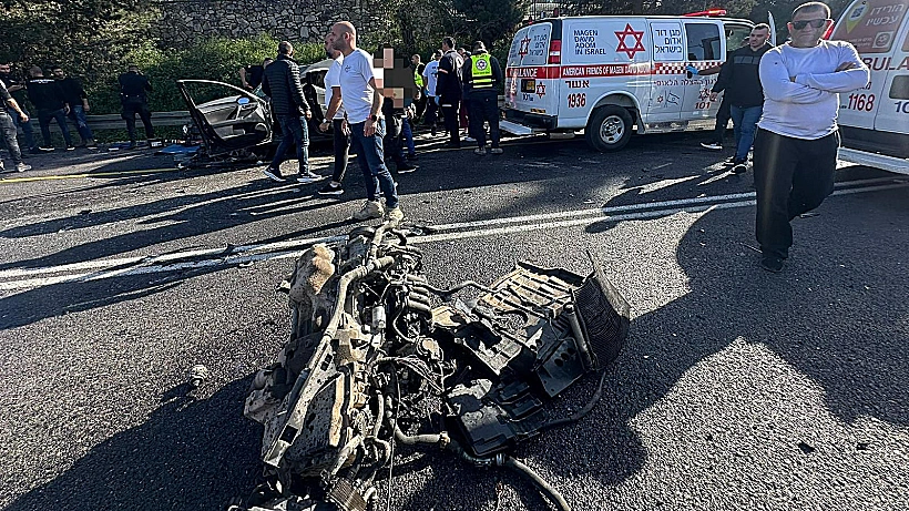 זירת תאונת הדרכים בצומת יובלים שבגליל התחתון