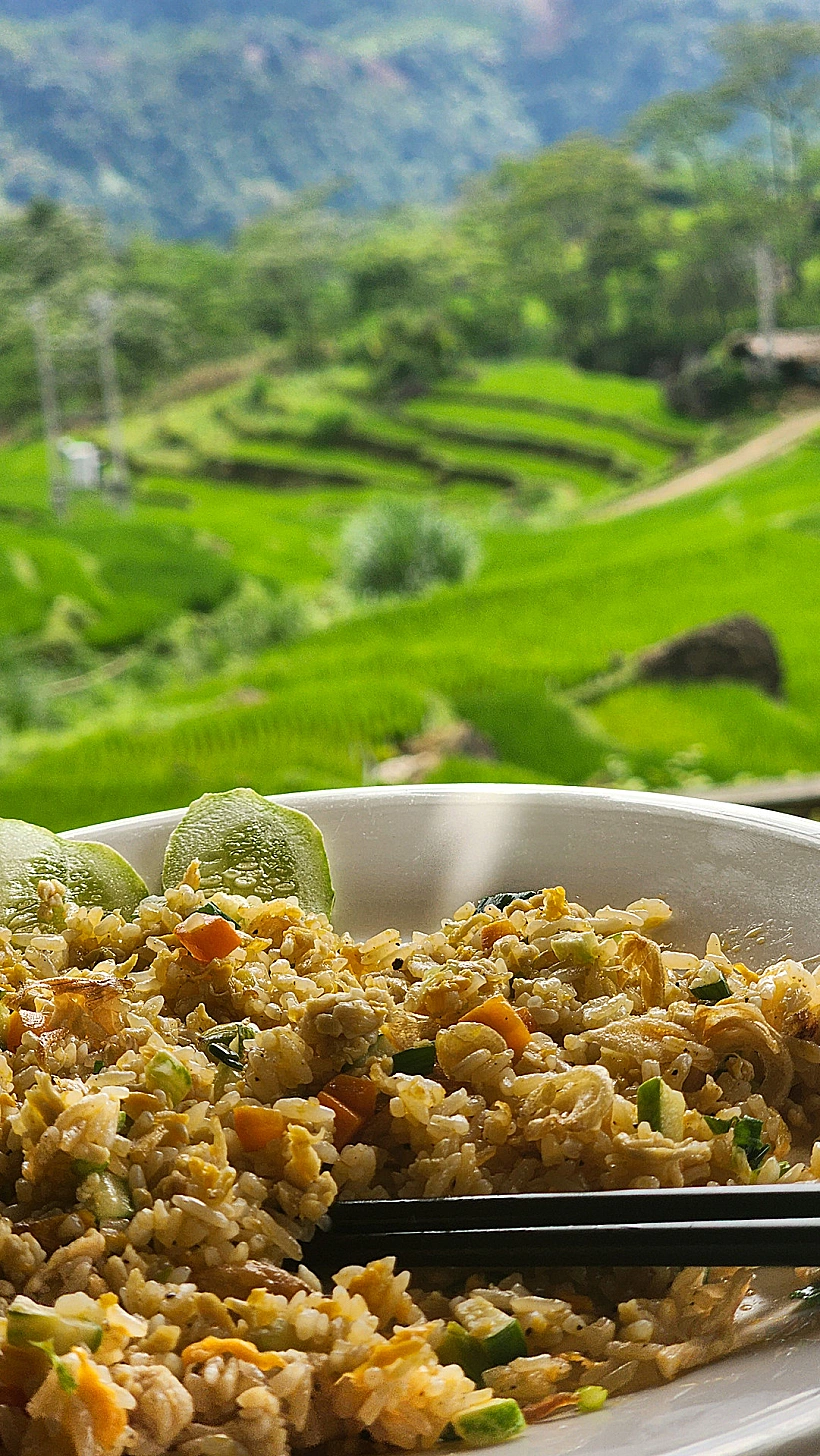 מנה מסורתית על רקע הנוף בוייטנאם
