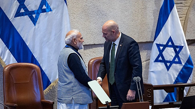 ראש ממשלת הודו נרנדרה מודי עם יו"ר הכנסת אמיר אוחנה